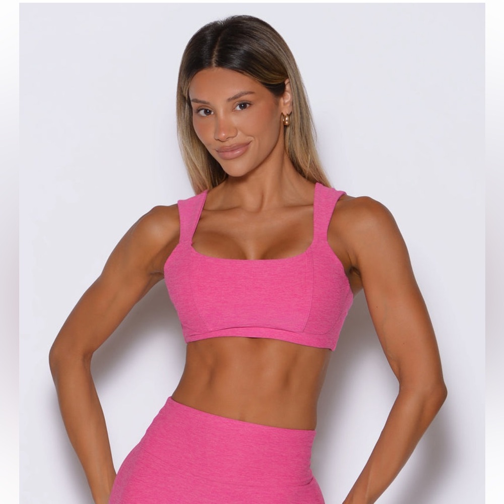 Bombshell Sportswear Breast Cancer Awareness Pink Glo Halo Sports Bra M